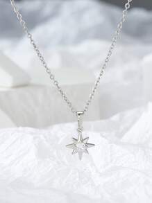 Vòng cổ mặt dây chuyền Khối Zirconia - Bạc - Xem 2