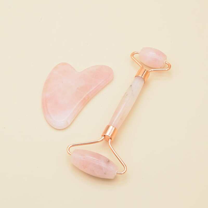 

1pc GUASHA Massage Board & 1pc Facial Roller Massager, Baby pink