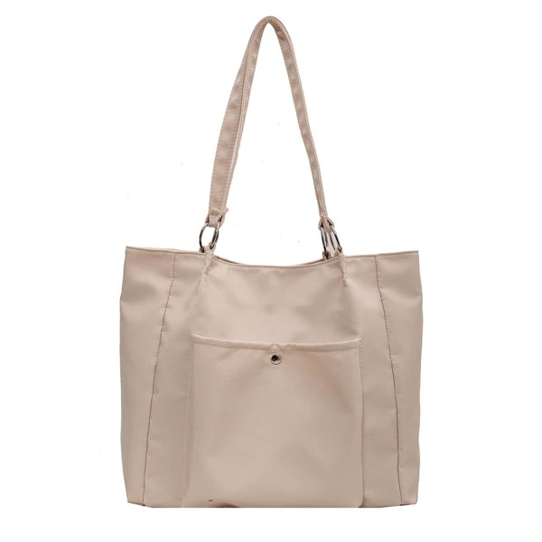 

Pocket Front Shoulder Tote Bag, Beige