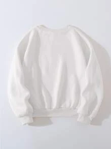 SHEIN Unity Graphic & Letter Embroidery Drop Shoulder Sweatshirt - White - View 2