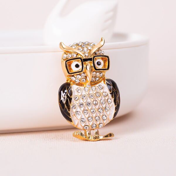 

Rhinestone Decor Owl Brooch, Multicolor