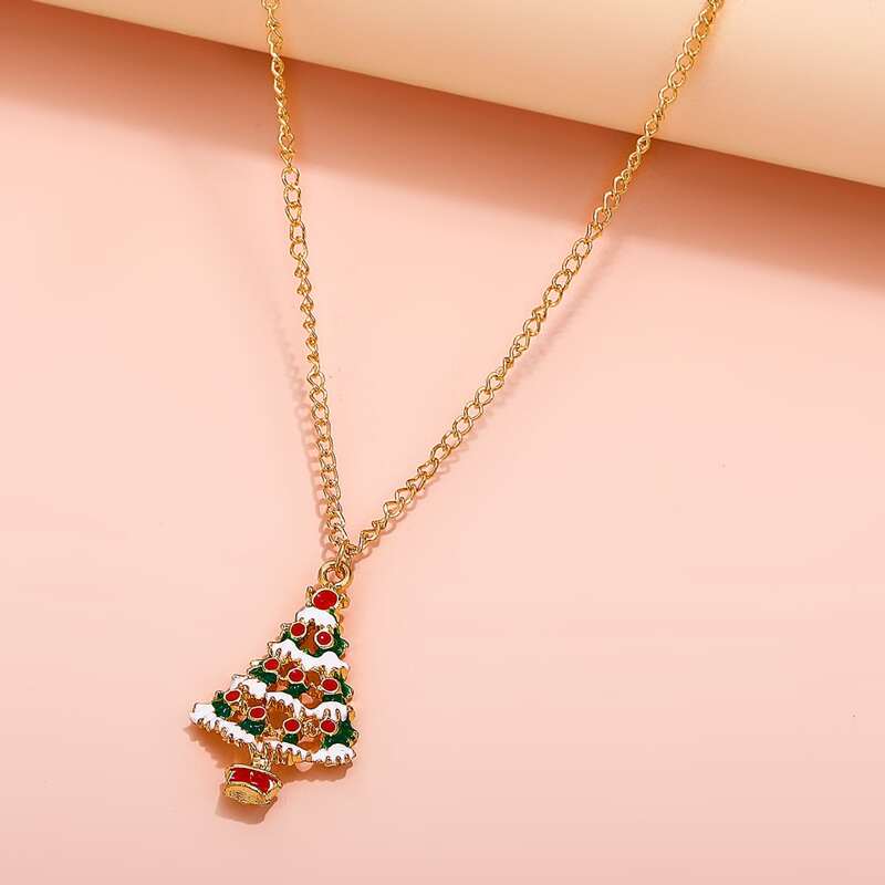

Christmas Tree Pendant Necklace, Multicolor