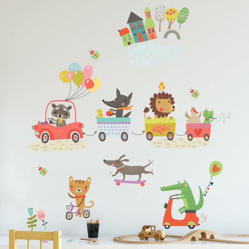 

1set Animal Print Wall Sticker, Multicolor