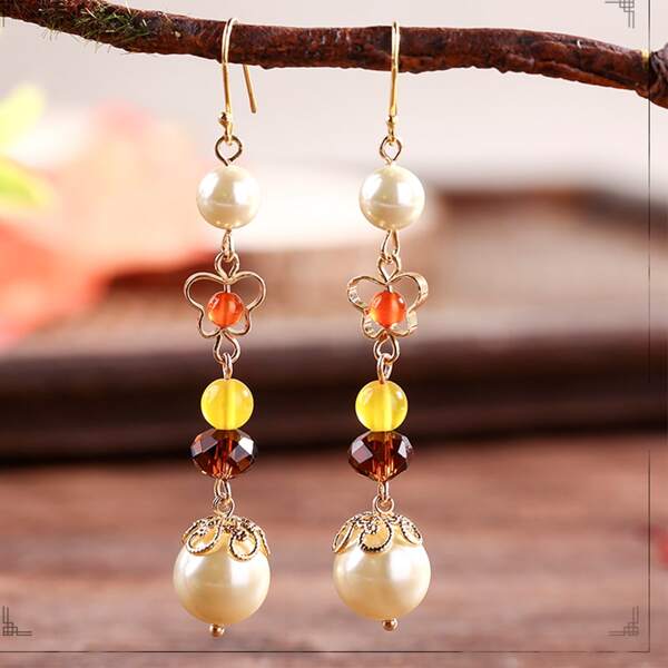 

Faux Pearl Drop Earrings, Multicolor