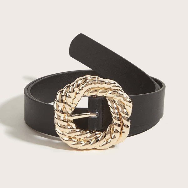 

Simple PU Buckle Belt, Black