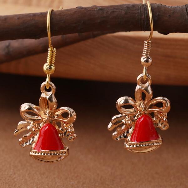 

1pair Christmas Drop Earrings, Red