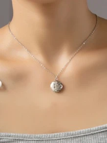 1PC Mở Mề Đay Mặt Dây Chuyền Vòng Cổ Trang Sức Bằng Đồng - Bạc - Xem 2