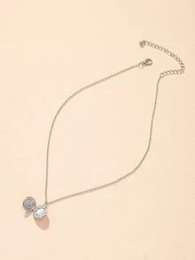 1PC Mở Mề Đay Mặt Dây Chuyền Vòng Cổ Trang Sức Bằng Đồng - Bạc - Xem 4