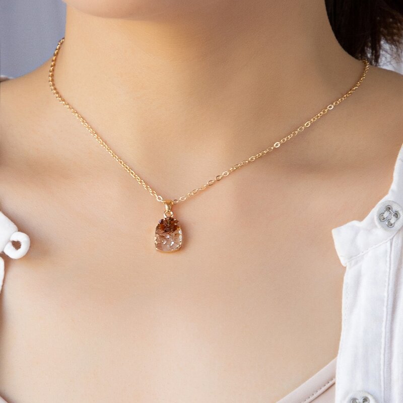 

Crystal Pendant Necklace, Gold