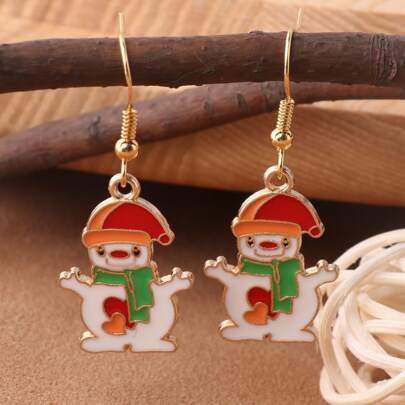 Christmas Snowman Drop Earrings