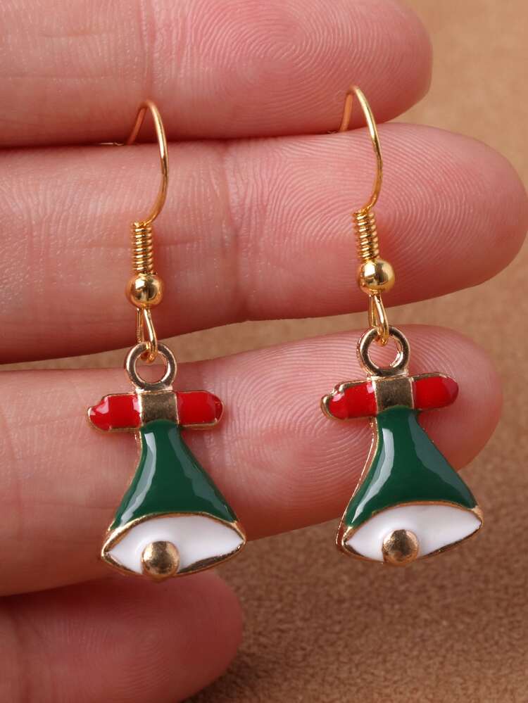 女孩聖誕鈴鐺耳墜 - 彩色 - 查看 2