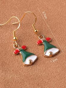 女孩聖誕鈴鐺耳墜 - 彩色 - 查看 3