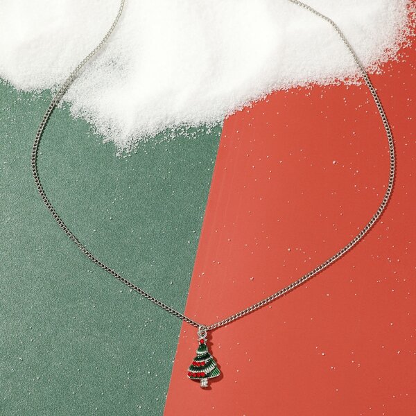 

Christmas Tree Pendant Necklace, Silver