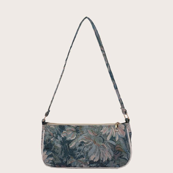 

Girls Large Floral Baguette Bag, Blue