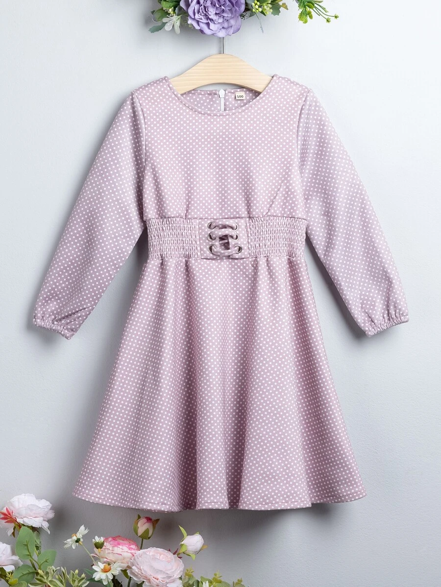 Toddler Girls Shirred Waist A Line Dress - Pink - View 1