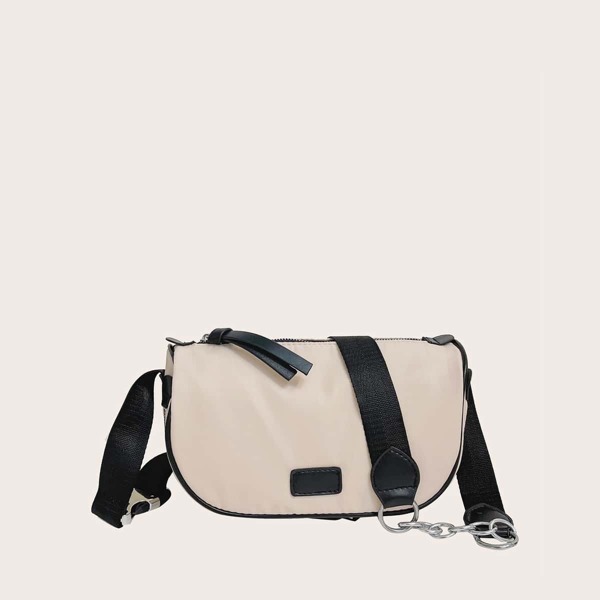 

Knot Decor Zip Crossbody Bag, Beige