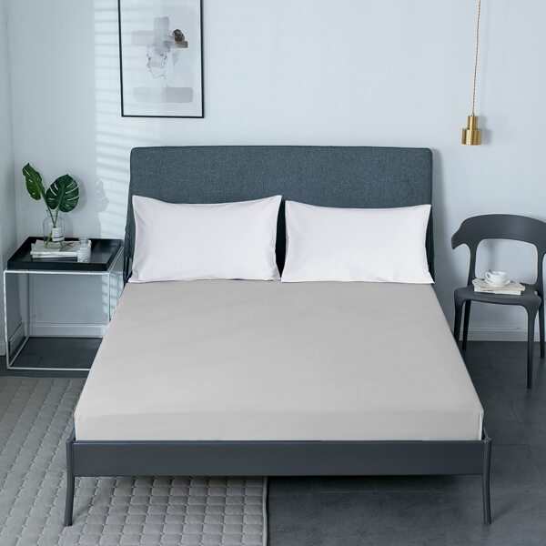 

1pc Solid Color Fitted Sheet, Grey