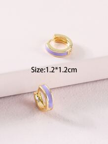 極簡風格圓耳環 - 紫色 - 查看 3