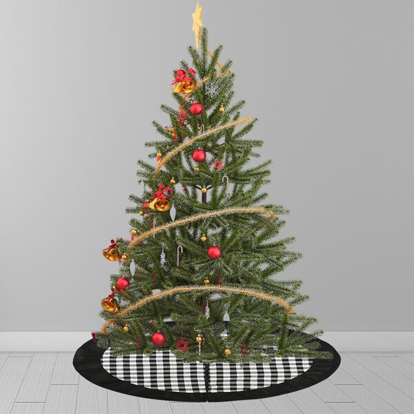 

1pc Christmas Plaid Print Tree Skirt, Multicolor
