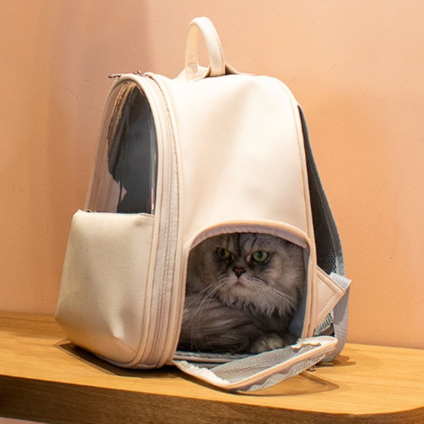 

1pc Clear Pet Carrier, Beige