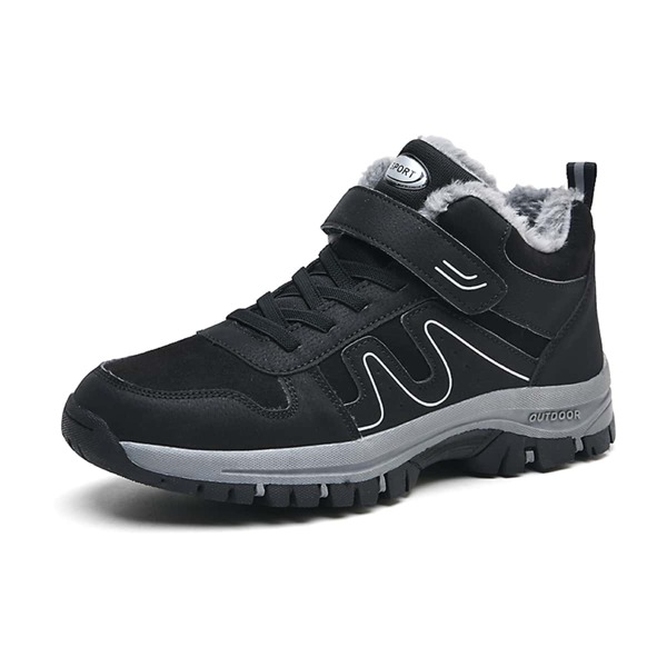 

Men Plush Inside Velcro Strap Sneakers, Black