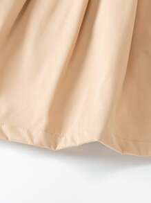 Niñas Abrigo de cuadros ribete con fruncido fruncido - Caqui - Ver 3