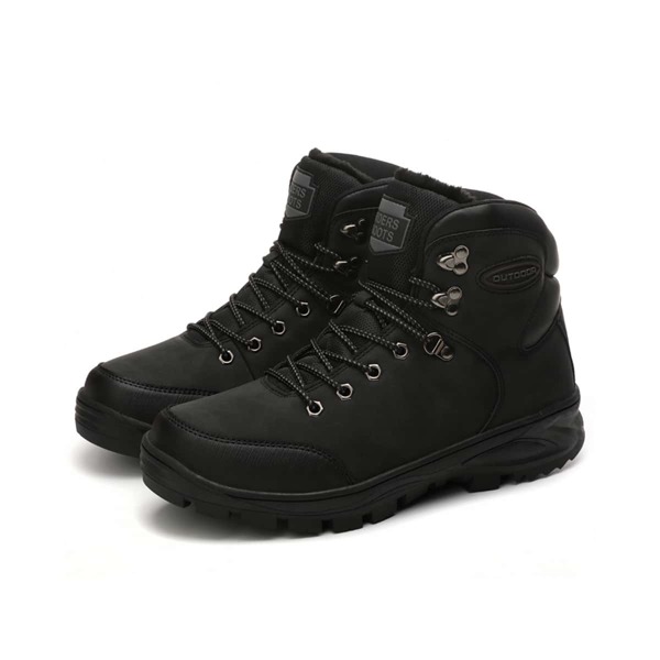 

Men Lace-up Front Plush Inside Boots, Black