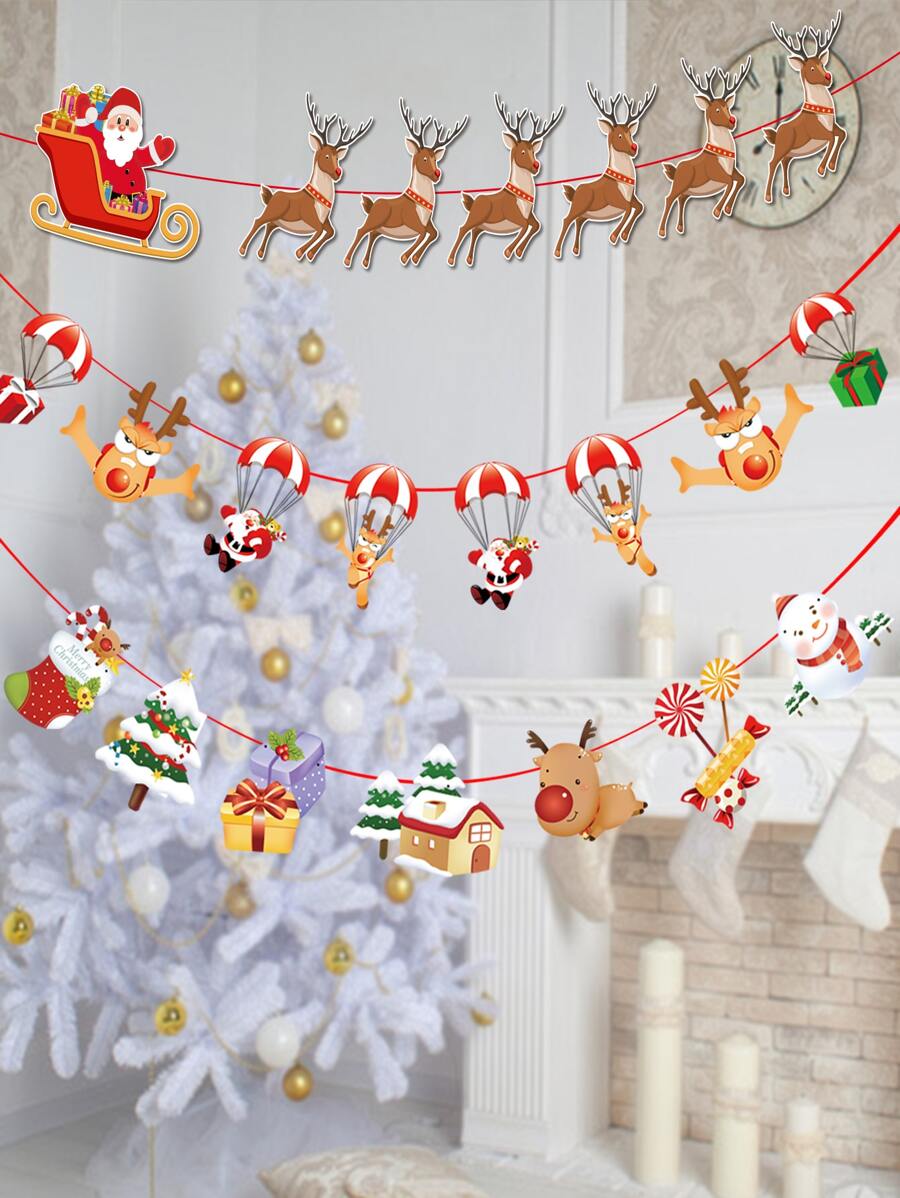 3 cái Giáng sinh Hoa văn Kéo Cờ - Nhiều màu - Xem 1