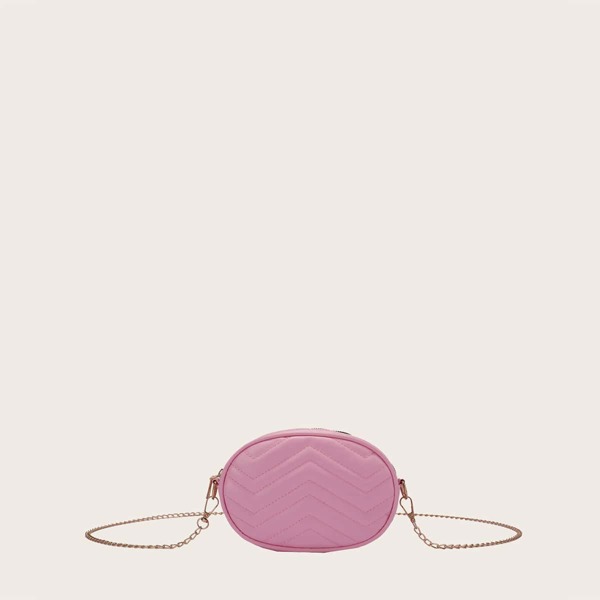 

Girls Chevron Embossed Chain Dome Bag, Pink