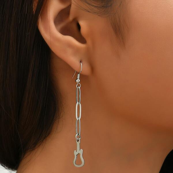 

Musical Instrument Drop Earrings, Silver