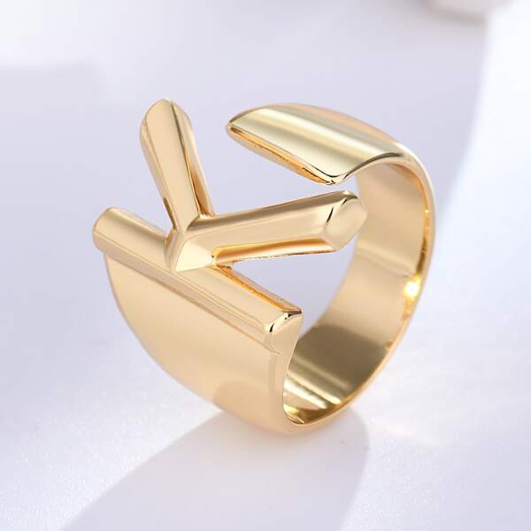

Открытое кольцо 18K Позолоченный с буквой, Золотистый