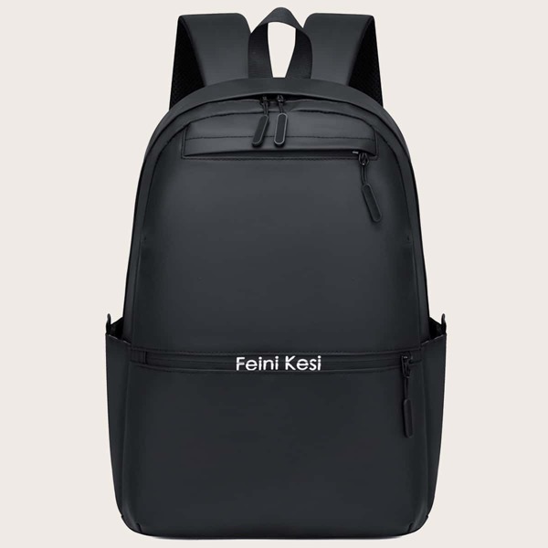 

Men Letter Graphic Large Capacity Backpack, Black