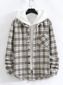 Manfinity Áo khoác Nam Túi Nút phía trước Sọc ca rô Giải trí - Nhiều màu - Xem 1