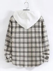 Manfinity Áo khoác Nam Túi Nút phía trước Sọc ca rô Giải trí - Nhiều màu - Xem 2