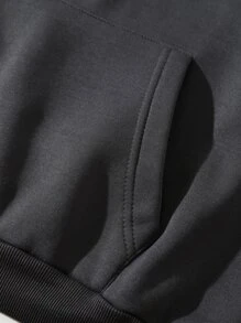 SHEIN EZwear Capucha con slogan con con estampado de mariposa con cordón con bolsillo de canguro - Gris Oscuro - Ver 5