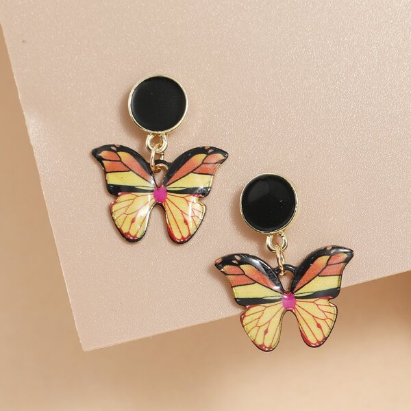 

Butterfly Drop Earrings, Multicolor
