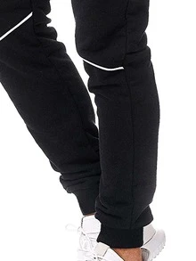 Manfinity Men Contrast Panel Drawstring Waist Sweatpants - Black and White - View 4