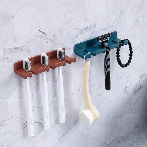 

1pc Wall-Mounted Random Color Toothbrush Storage Holder, Multicolor