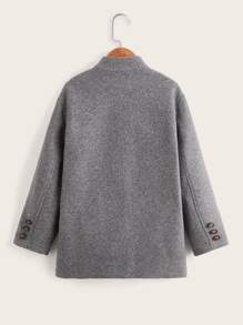 SHEIN Boys Marled Button Front Overcoat - Grey - View 2