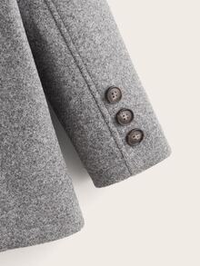 SHEIN Boys Marled Button Front Overcoat - Grey - View 3