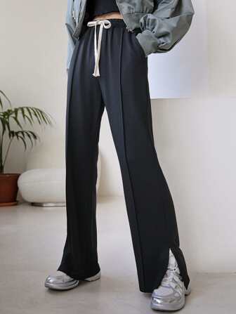 بناطيل رياضي معقود من الأمام بحافة شق