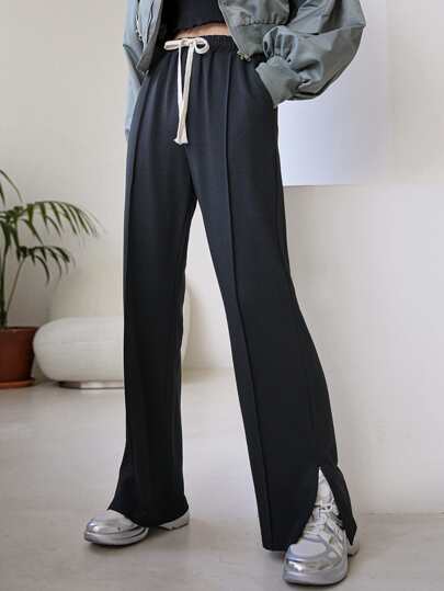 بناطيل رياضي معقود من الأمام بحافة شق