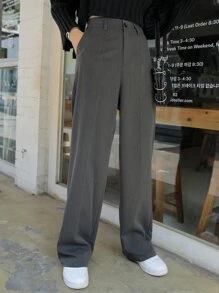 DAZY High Waist Slant Pockets Suit Trousers - Dark Grey - View 2