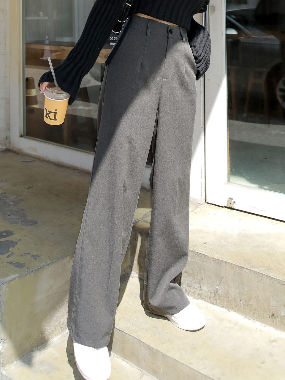 High Waist Slant Pockets Suit Pants