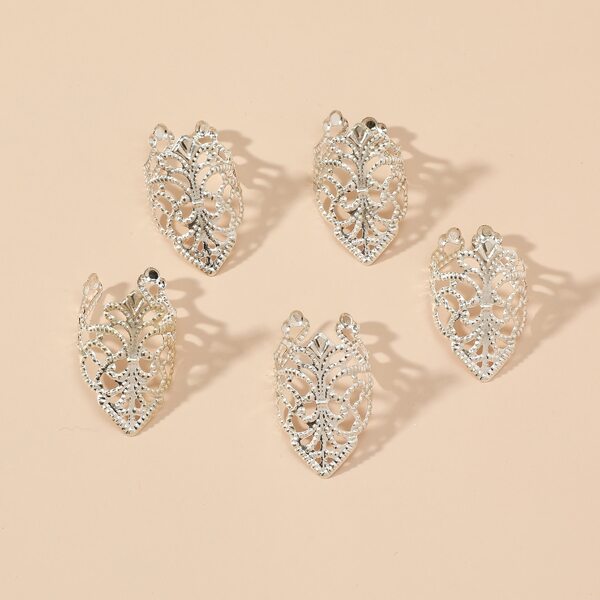 

5pcs Hollow Out Ring, Silver