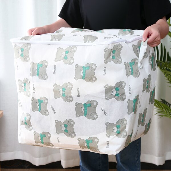 

1pc Bear Print Quilt Storage Bag, Multicolor
