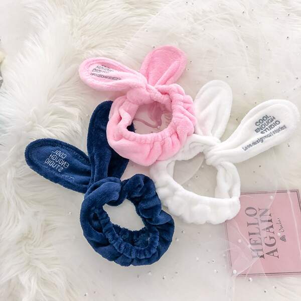 

1pc Rabbit Ear Decor Random Bath Headband, Multicolor