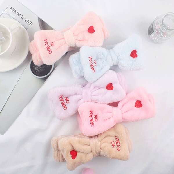 

1pc Heart Print Random Bath Headband, Multicolor