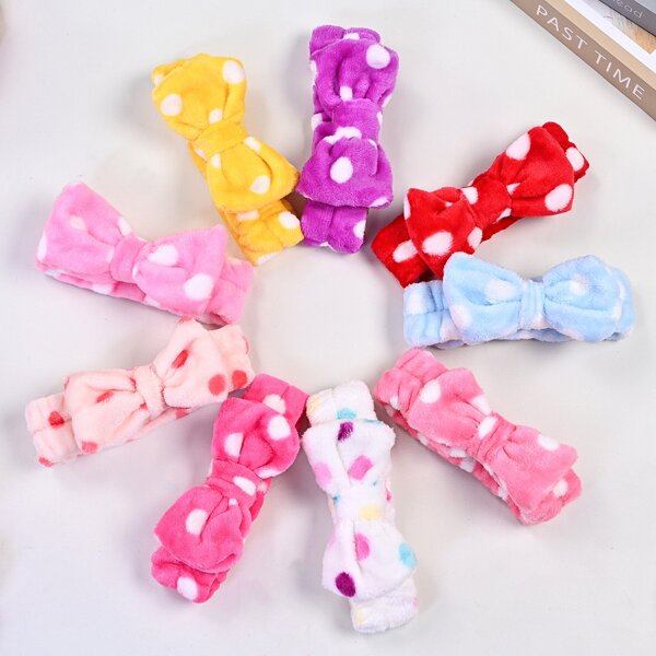 

1pc Dot Print Random Bath Headband, Multicolor