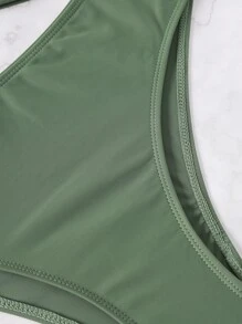 3 Paquetes de Conjunto de Bikini con Borde Aletado y Shorts de Baño, para Vacaciones de Verano en la Playa - Verde - Ver 4